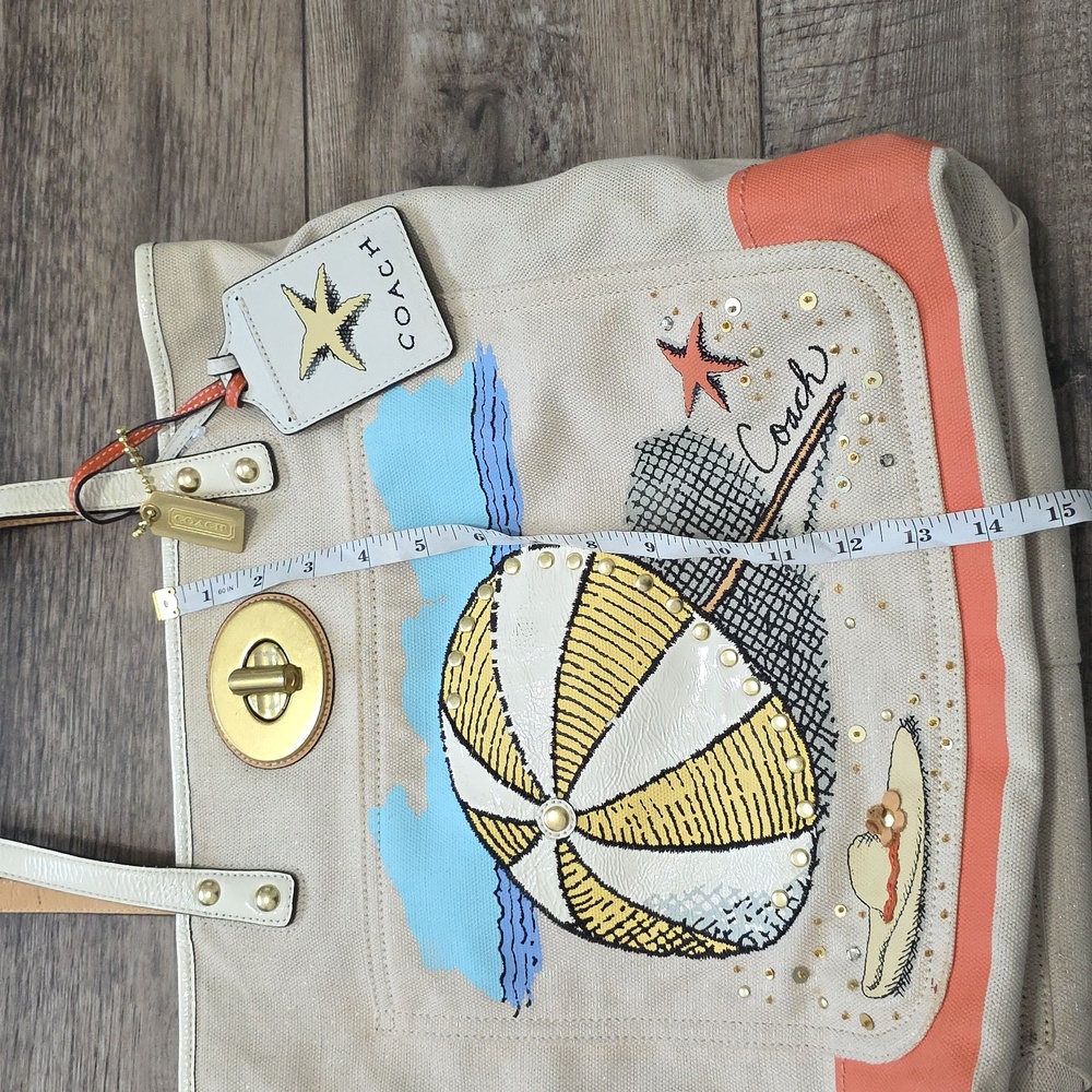 Coach Pierre Le Tan 14962 Umbrella Canvas Tote Shoulder Bag Embellished - Picture 4 of 16